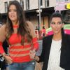 Kim Kardashian et sa soeur Khloe sur le tournage de leur télé-réalité dans les rues de New York le 21 avril 2012