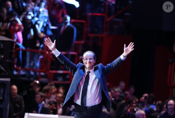 François Hollande le 29 avril 2012 à Paris lors de son meeting de Berçy
