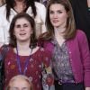 La princesse Letizia d'Espagne en audience avec le Réseau national des femmes handicapées à la Zarzuela le 3 mai 2012.