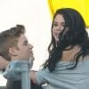 Selena Gomez et son petit ami Justin Bieber sur le tournage du clip Boyfriend, à Los Angeles, le 21 avril 2012.