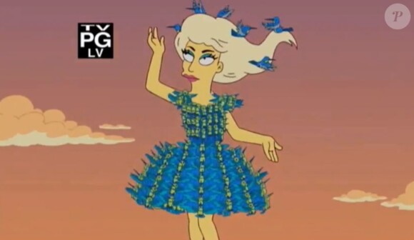 Lady Gaga (et des petits oiseaux) dans un épisode qui lui est consacré des Simpson, intitulé Lisa goes Gaga, diffusion le 20 mai 2012 sur la Fox.