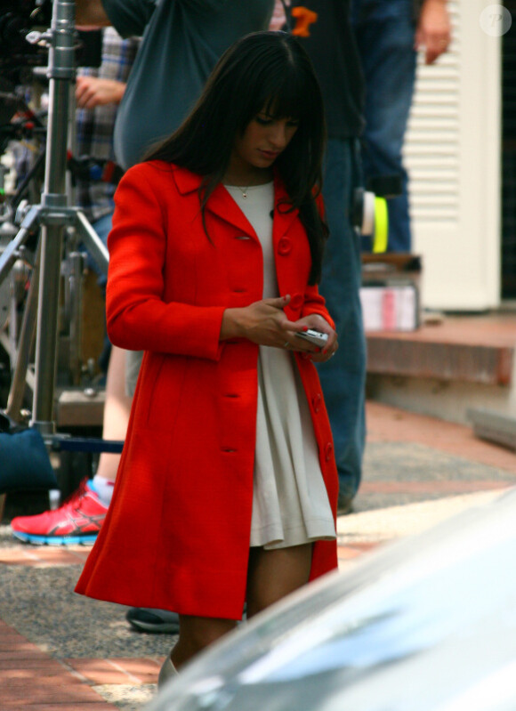 Lea Michele sur le tournage de la fin de saison 3, le 10 mai 2012 à Los Angeles