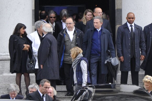 Michel Drucker aux obsèques d'Eric Charden, le 11 mai 2012, à Paris.