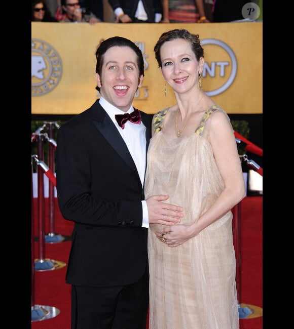 Simon Helberg et son épouse Jocelyn, enceinte, en janvier 2012 à Los Angeles