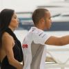 Lewis Hamilton et Nicole Scherzinger surpris à la sortie de la soirée Amber Lounge Fashion Show le 25 mai 2012 à Monaco