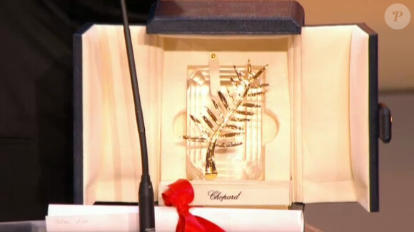 La Palme d'or 2012 est remise à Michael Haneke pour Amour, lors de la cérémonie de clôture du 65e Festival de Cannes, le dimanche 27 mai 2012.