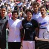 Roger Federer, Sébastien Grosjean, Fabrice Santoro, Nicolas Escudé et Juan Martin Del Potro lors de la journée des enfants à Roland Garros le 26 mai 2012 à Paris