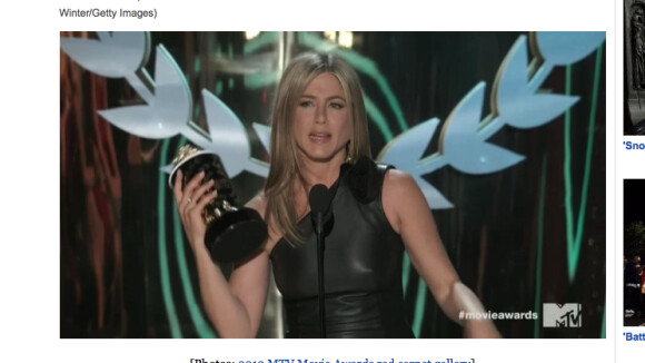 MTV Movie Awards 2012 : Jennifer Aniston ravie d'être élue 'ordure de l'année'