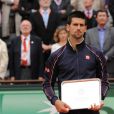 Novak Djokovic après avoir été battu en finale de Roland-Garros par Rafael Nadal le 10 juin 2012