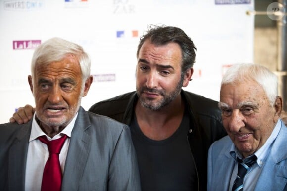 Jean Dujardin, Jean-Paul Belmondo et Charles Gérard au Palais des Beaux-Arts de Bruxelles, le 19 juin 2012.