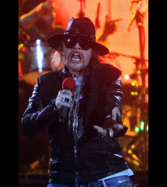 Axl Rose lors d'un concert à Londres avec les Guns N'Roses le 29 mai 2012
