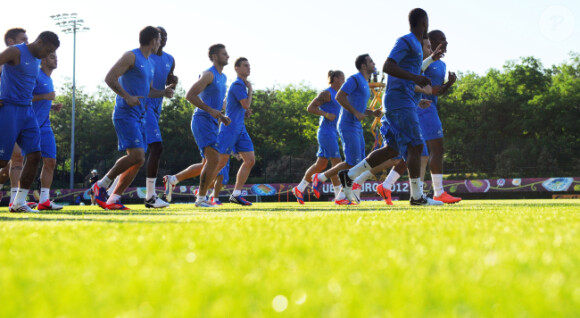 Les joueurs de l'équipe de France lors d'une séance d'entraînement le 22 juin 2012 à Donetsk en Ukraine