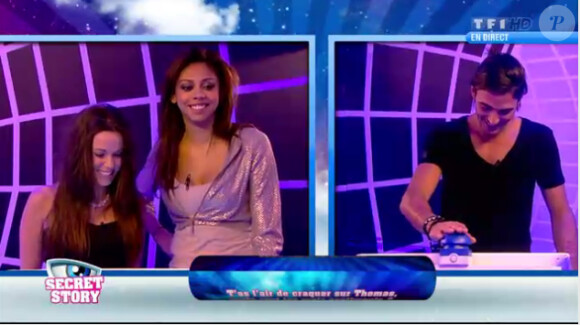 Ginie, Capucine et Thomas dans le sas, dans Secret Story 6, vendredi 29 juin 2012 sur TF1
