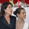 Caroline de Monaco et sa fille Charlotte Casiraghi pour la clôture du Jumping de Monaco, le 30 juin 2012.