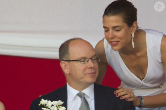 Le prince Albert de Monaco et sa nièce Charlotte Casiraghi pour la clôture du Jumping de Monaco, le 30 juin 2012.
