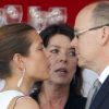 Caroline, Albert de Monaco et Charlotte Casiraghi pour la clôture du Jumping de Monaco, le 30 juin 2012.