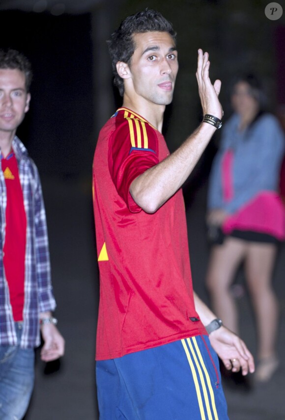 Alvaro Arbeloa le 2 juillet 2012 à Madrid au cours d'une soirée pour célébrer le titre de champion d'Europe décroché face à l'Italie le 12 juillet 2012 à Kiev