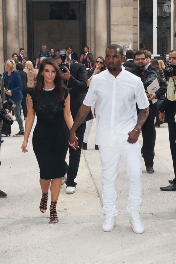 Kim Kardashian et Kanye West le 4 juillet 2012 à Paris