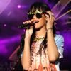 Rihanna sur scène à Londres lors du Radio 1 Hackney Weekend. Le 24 juin 2012.