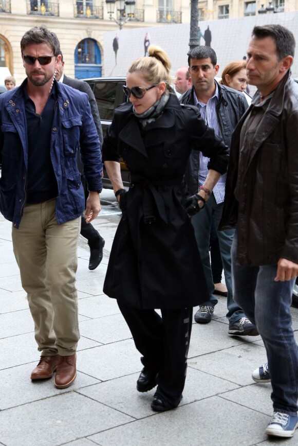 Madonna de retour au Ritz après avoir être passé à l'Olympia, le 13 juillet 2012.