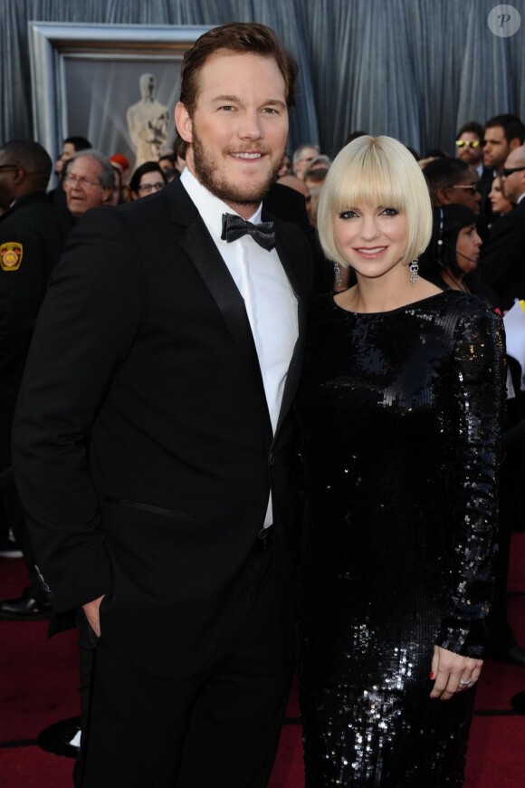 Anna Faris et son mari Chris Pratt, à Los Angeles, le 26 février 2012.