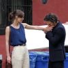 Keira Knightley et Mark Ruffalo sur le tournage du film Can a Song Save Your Life ? à New York le 19 juillet 2012