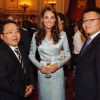 Kate Middleton avec le président mongol avant la cérémonie d'ouverture des jeux olympiques de Londres, le vendredi 27 juillet 2012.