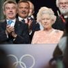 La reine Elizabeth II devant la cérémonie d'ouverture des jeux olympiques de Londres, le vendredi 27 juillet 2012.