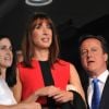 David Cameron, son épouse et la princesse Anne admirent la cérémonie d'ouverture des jeux olympiques de Londres, le vendredi 27 juillet 2012.