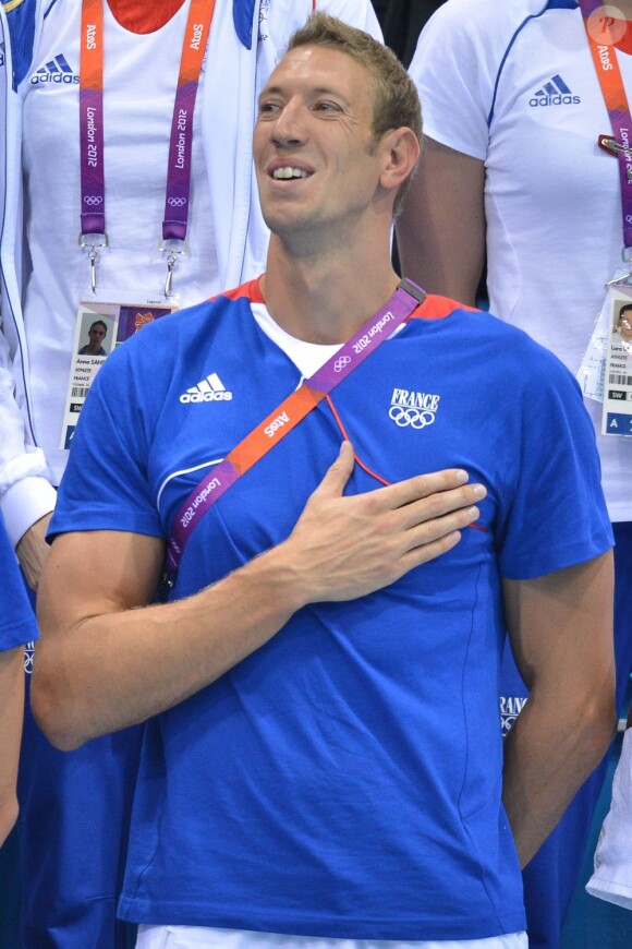 Alain Bernard et Coralie Balmy ont assisté au triomphe du relais 4x100m nage libre lors des Jeux olympiques de Londres le 29 juillet 2012