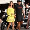 Christian Audigier et sa compagne Nathalie à Saint-Tropez, après avoir déjeuné au Tahiti Restaurant, le dimanche 29 juillet 2012.