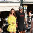 Christian Audigier et sa compagne Nathalie à Saint-Tropez, après avoir déjeuné au  Tahiti Restaurant , le dimanche 29 juillet 2012.