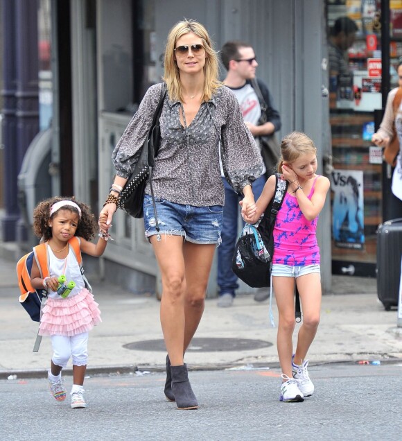 Heidi Klum et ses enfants dans les rues de New York le 29 juillet 2012