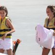 La jeune Victoria, 11 ans, fille de l'infante Elena d'Espagne, part pour une balade en dériveur, le 1er août 2012 à Majorque.