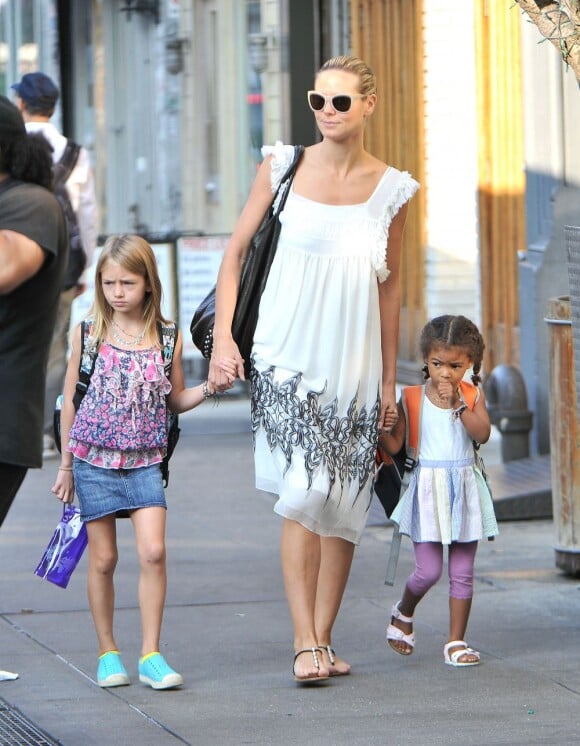 Heidi Klum et ses filles Lou et Leni profitent de l'été à New York le 1er août 2012
