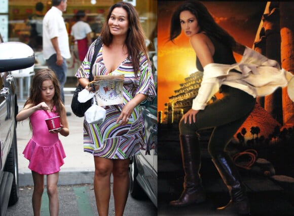 Tia Carrere et sa fille Bianca, 7 ans, en juillet 2012 à Los Angeles. Les aventures de Sydney Fox sont bien loin...