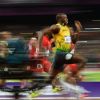 Usain Bolt remporte le 100m lors des Jeux olympiques de Londres le 5 août 2012 loin devant ses adversaires