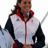 Kate Middleton suivant le 6 août 2012 à Weymouth la medal race de la compétition de voile catégorie Laser, dans laquelle étaient engagés le Britannique Paul Goodison chez les hommes et l'Irlandaise Annalise Murphy chez les femmes.