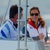 Kate Middleton était le 6 août 2012 à Weymouth dans la Manche lors de la medal race de la compétition de voile catégorie Laser, dans laquelle étaient engagés le Britannique Paul Goodison chez les hommes et l'Irlandaise Annalise Murphy chez les femmes.