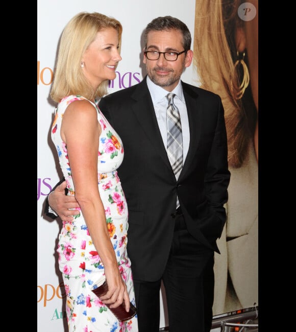 Steve Carell et Nancy Walls lors de l'avant-première du film Tous les espoirs sont permis (Hope Springs) à New York le 6 août 2012