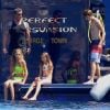 Sylvester Stallone entouré de ses trois filles et de son épouse Jennifer, en pleine balade à bord d'un yacht, sur la Côte d'Azur, le mardi 7 août 2012.
