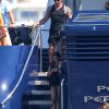 Sylvester Stallone, en pleine balade à bord d'un yacht, sur la Côte d'Azur, le mardi 7 août 2012.