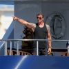 L'acteur Sylvester Stallone, en pleine balade à bord d'un yacht, sur la Côte d'Azur, le mardi 7 août 2012.