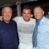 Gérard Houllier, Clovis Cornillac et Jean-Michel Aulas lors de la soirée organisée par Marcel Campion à Saint-Tropez en août