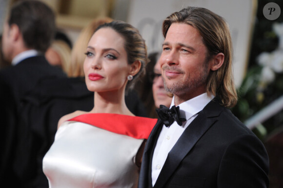 Angelina Jolie et Brad Pitt lors des Golden Globes en janvier 2012