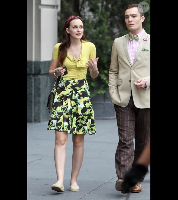 Leighton Meester et Ed Westwick sur le tournage de Gossip Girl à New York, le 10 août 2012