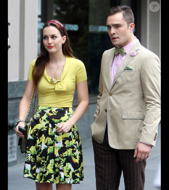 Leighton Meester et Ed Westwick sur le tournage de Gossip Girl à New York, le 10 août 2012