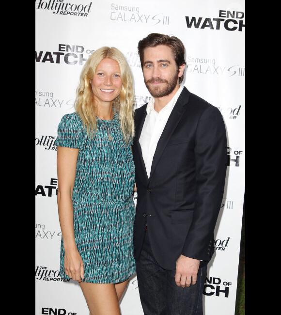 Gwyneth Paltrow et Jake Gyllenhaal lors d'une projection privée du film End of Watch organisée à East Hampton dans l'Etat de New York le 19 août 2012