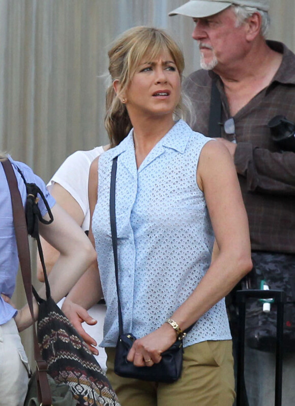 Jennifer Aniston est une strip-teaseuse dans la comédie We're the Millers, en Caroline du nord. Août 2012.