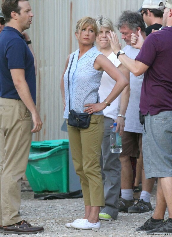 Jennifer Aniston sur le tournage de la comédie We're the Millers, en Caroline du nord. Août 2012.